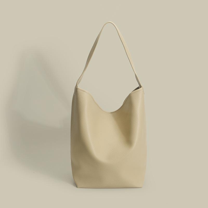 Simple And Versatile Niche Commuting Fashion High-End Sense Child And Mother Bag Pu Solid Color Shoulder Bag Large-Capacity Bucket Bag