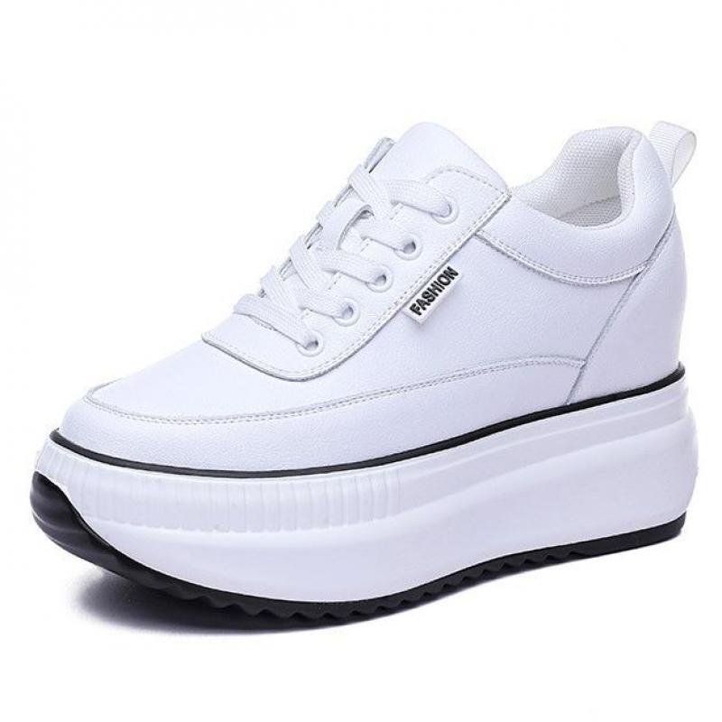 Black Leather Platform Sneakers Thick Sole Non-slip Chunky Shoes Women  New Autumn Winter Fashion Comfortable Casual Shoes