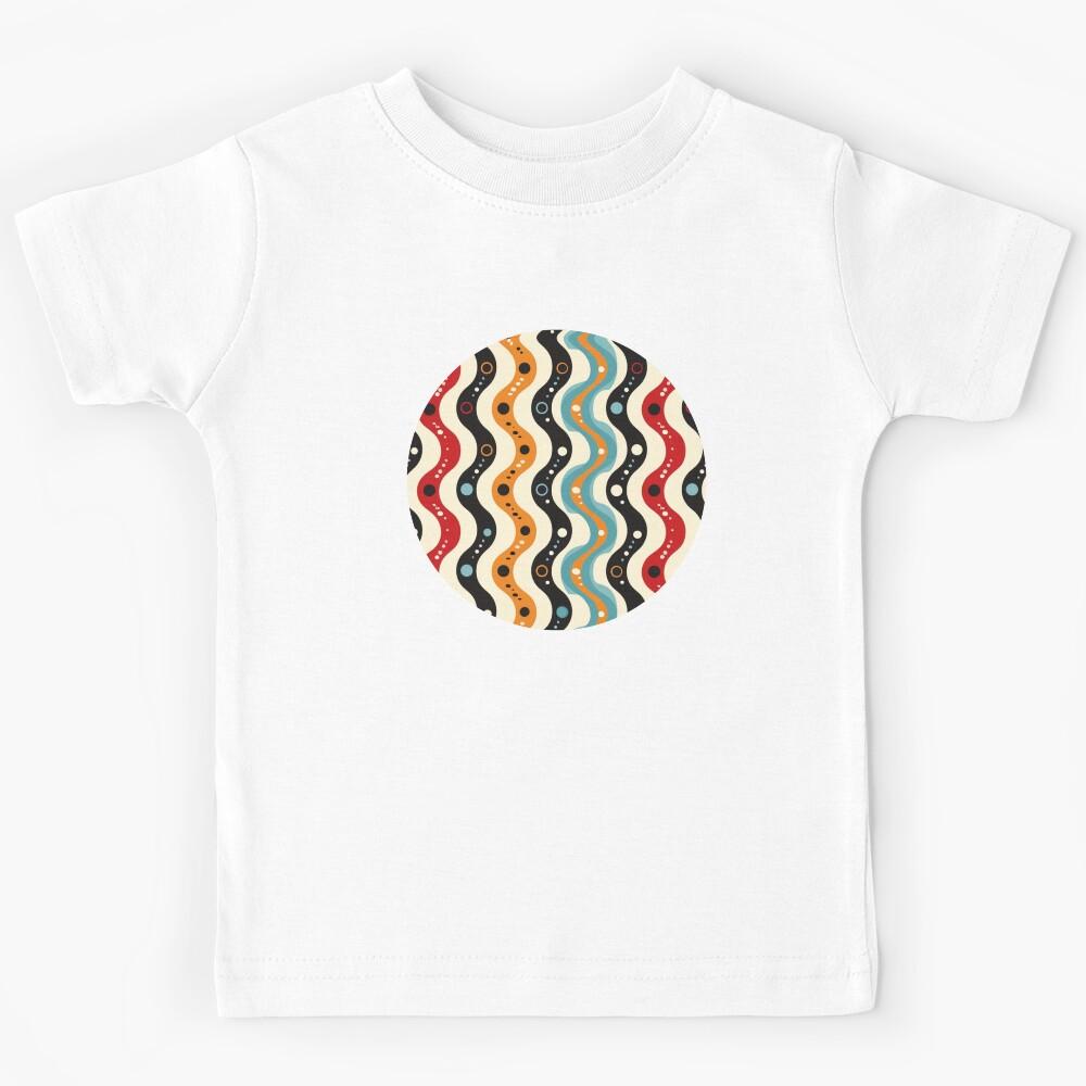 Retro Wavy Stripes and Dots Pattern Kids T-Shirt 160