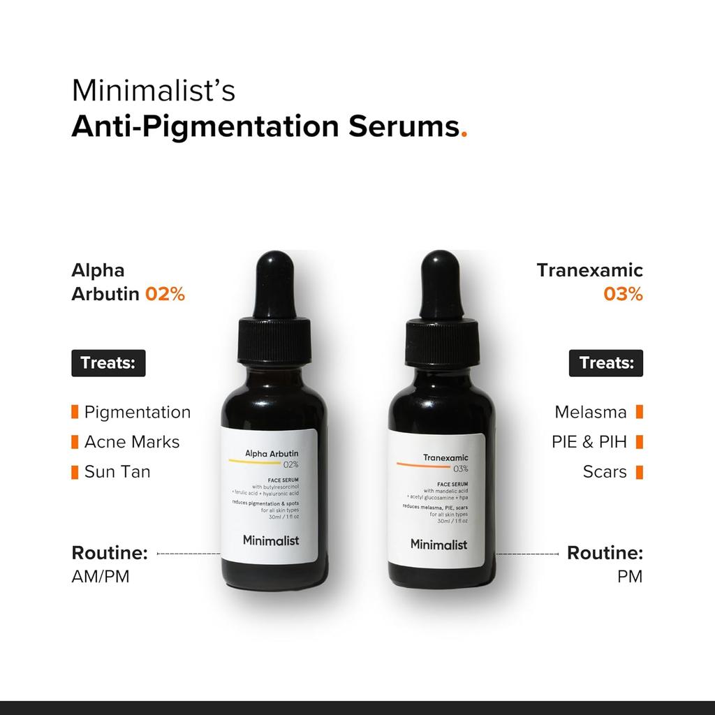 Minimalist Dark Spots Removal Serum 2% Alpha Arbutin For Hyperpigmentation, Blemishes, Acne Marks & Tanning, Non-Comedogenic, Fragrance-Free, 10 Ml