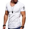 New Summer Short Sleeved Zipper Casual T Shirt Men Casual V Neck Fashion T-Shirt Men Fitness Streetwear Tees Tops