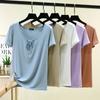 Koreaanse Stijl Trekkoord Modal Korte Mouw T-shirt Schattig Slim Fit Ronde Hals T-shirt Lichtgewicht & Zacht Casual T-shirt Tops voor Vrouwen Trendy Zomer Basis Shirt