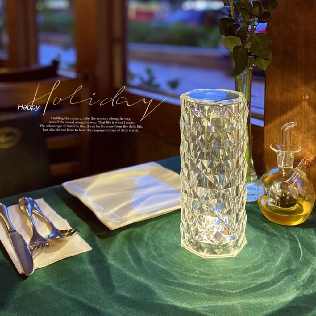 Modern and Elegant Crystal Light for Table and Bedroom, with Touch Control and Adjustable Rose Light, Diamond Projection Included