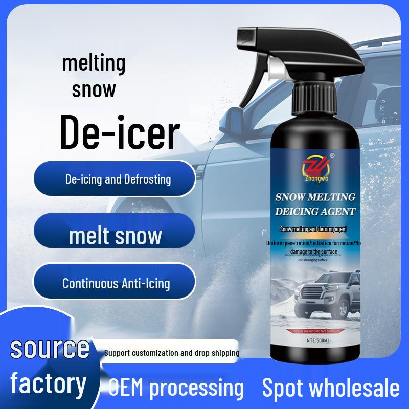 

Zhong Wo Car Glass De-icer: Snow Melting Frost Remover 500ml (Random Black/Orange Bottle)