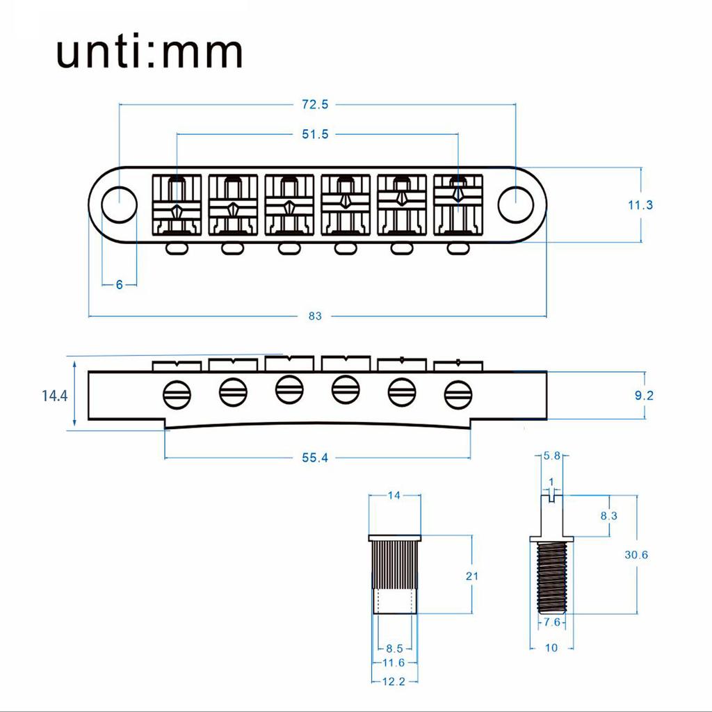 FLEOR Set of Vintage LP Guitar Bridge and Tailpiece Set for LP Electric Guitar Parts Chrome /Black