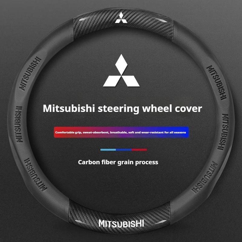 Pour Mitsubishi Outlander Pajero Asx Colt Lancer EX Evolution L200 Triton RALLIART Voiture Housse de Volant en Cuir Fibre de Carbone