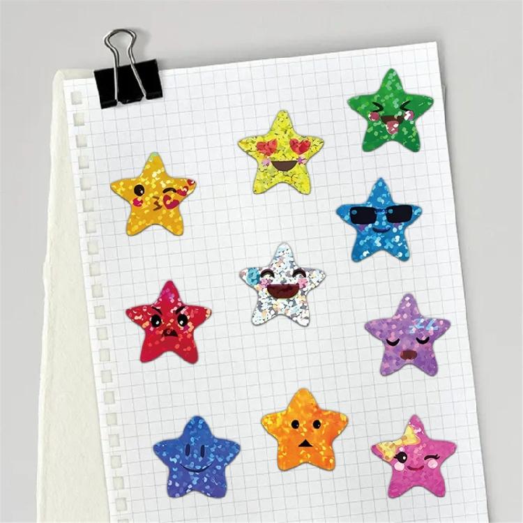 500 Pcs Waterproof Scrapbook Sticker Happy Face Star Sticker For DIY Crafting Background Decoration