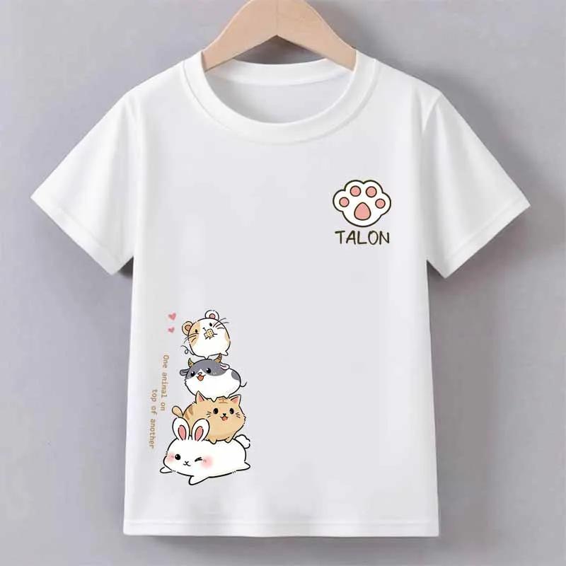 Kids Cute Critter Print TShirt Summer Girls Boys Children Funny Casual Colorful Comfortable Tops Crew Neck Short Sleeve Tees
