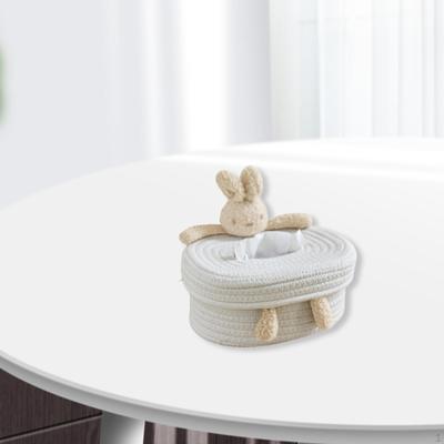 Cotton Rope Facial Tissues Box Cover 21x15x10cm Multipurpose Accessory Decorative for Bedside Table