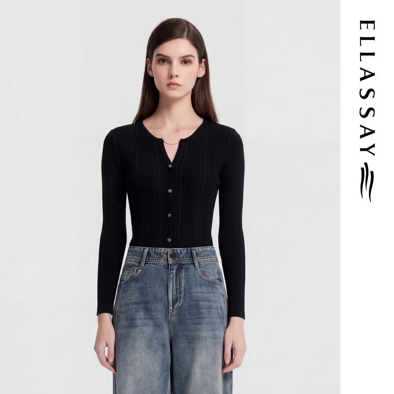 ELLASSAY French Hollow Out Rib Knit Sweater M