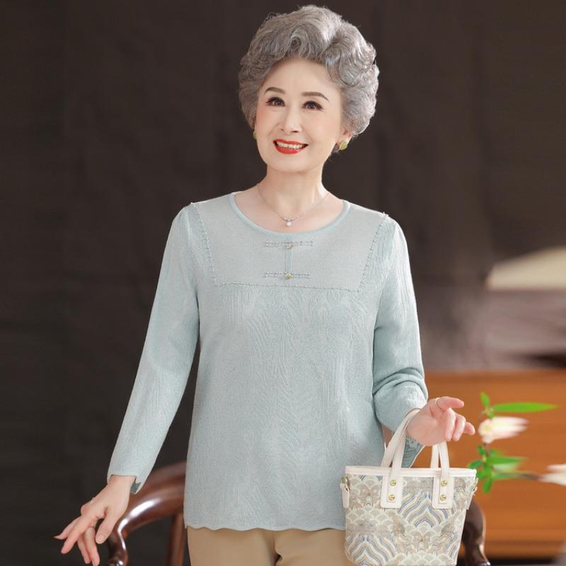 Mom autumn and winter knitted sweater mother clothing middle elderly grandma clothing bottoming shirt autumn new top women's clothing