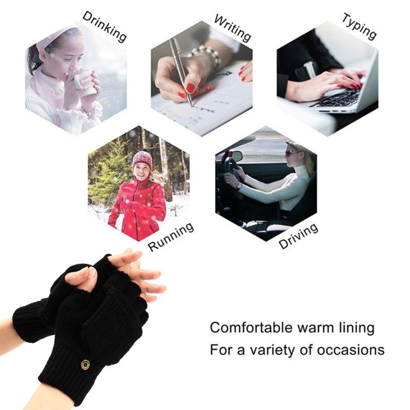 Flip Gloves Men Wool Winter Gloves Touchscreen Gloves Knit Convertible Gloves Touchscreen Mittens Fingerless Gloves