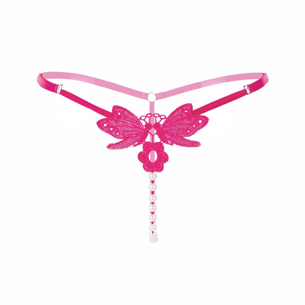 Panties Erotic Sexy String Panties Women Lace Butterfly G-Strings T-Back Thong Transparent Lingerie Cute With Pearls Panty Female Lingerie