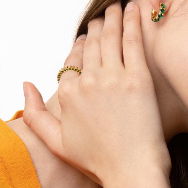 J.Gracelet Solar Circle Emerald Ring ( S925 )