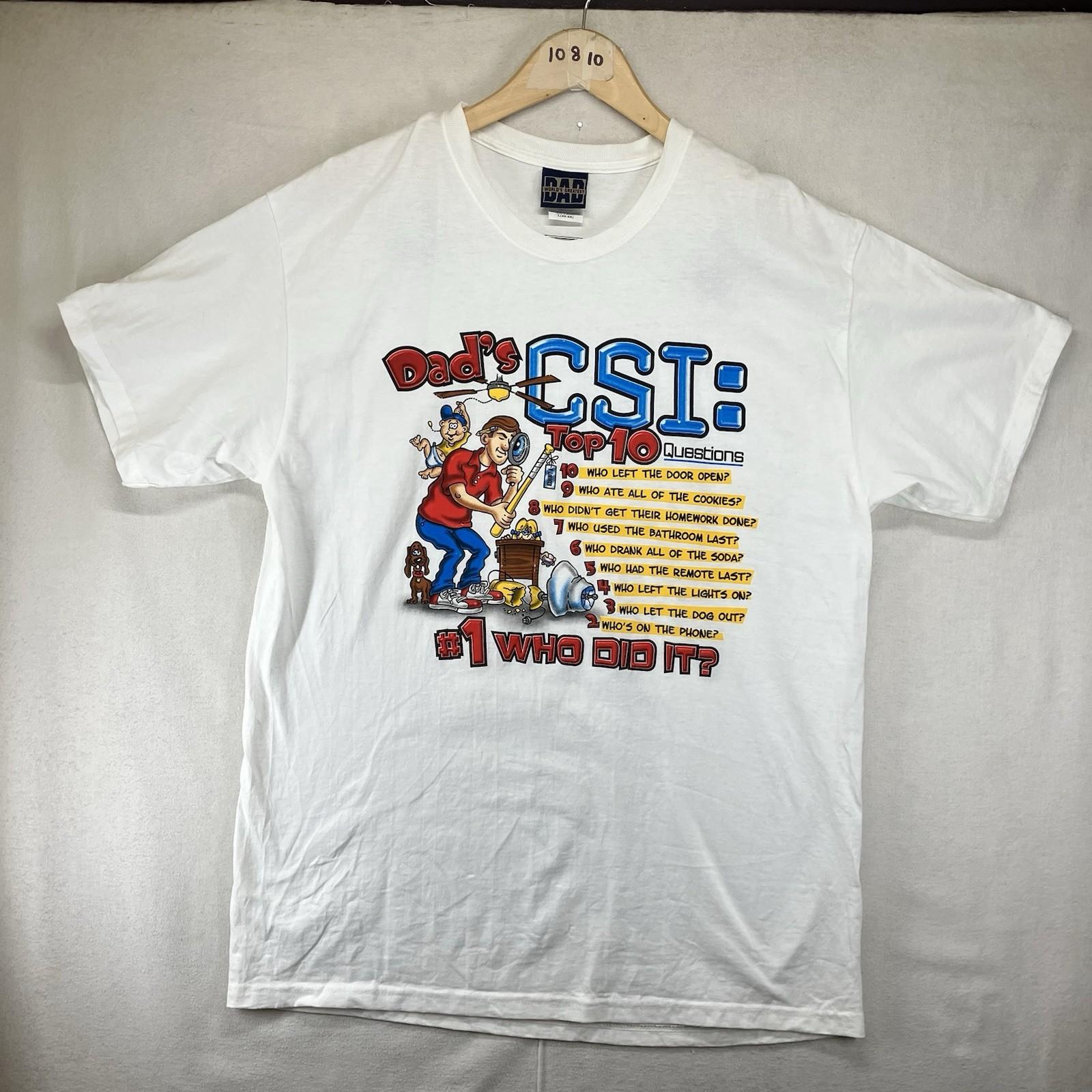 Vintage 90s Worlds Greatest Dad CSI Short Sleeve T Shirt Mens Large EUC 4XL