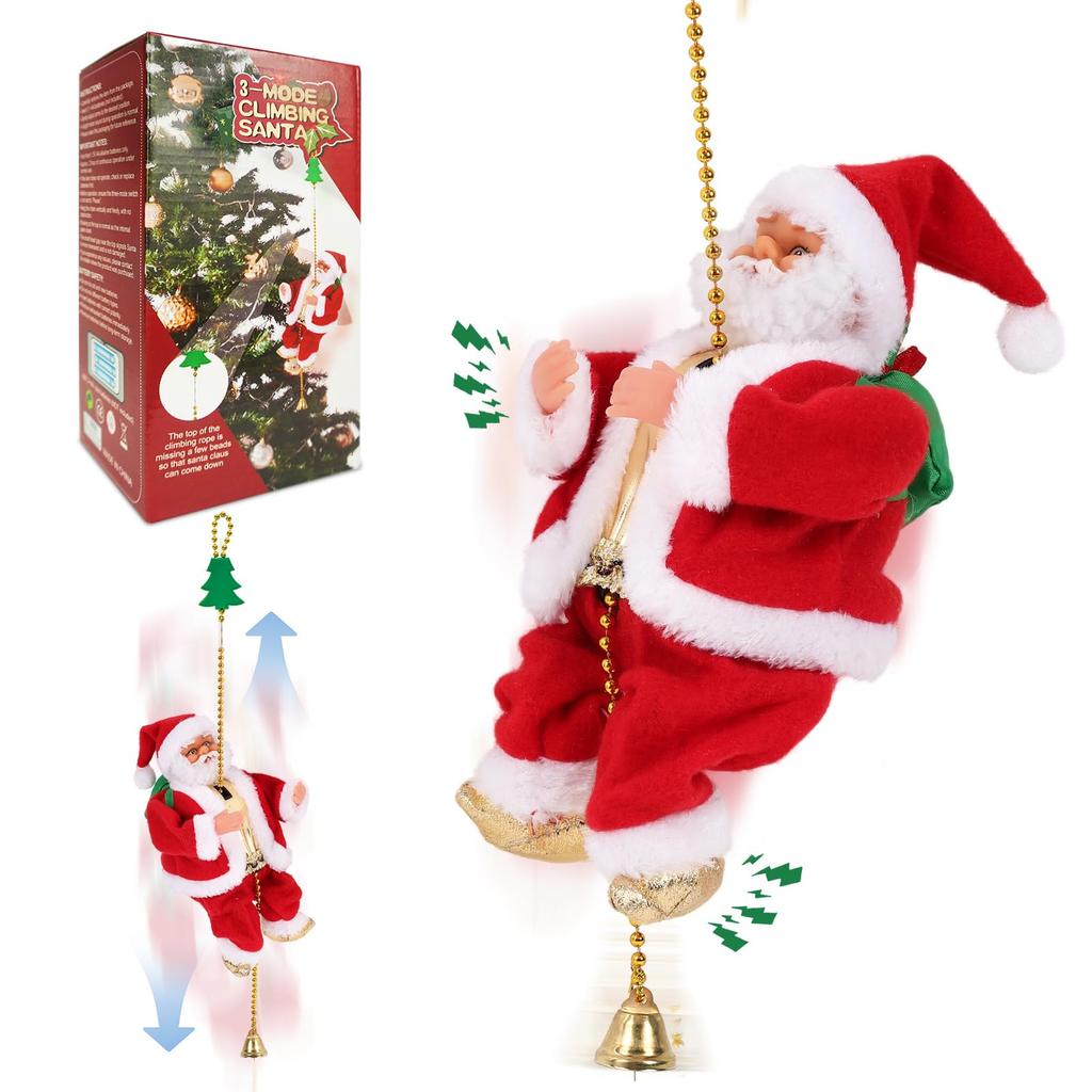 Electric Climbing Santa ClausUp and Down Animated Musical Christmas Figure for Holiday Home Party Xmas Tree Decor