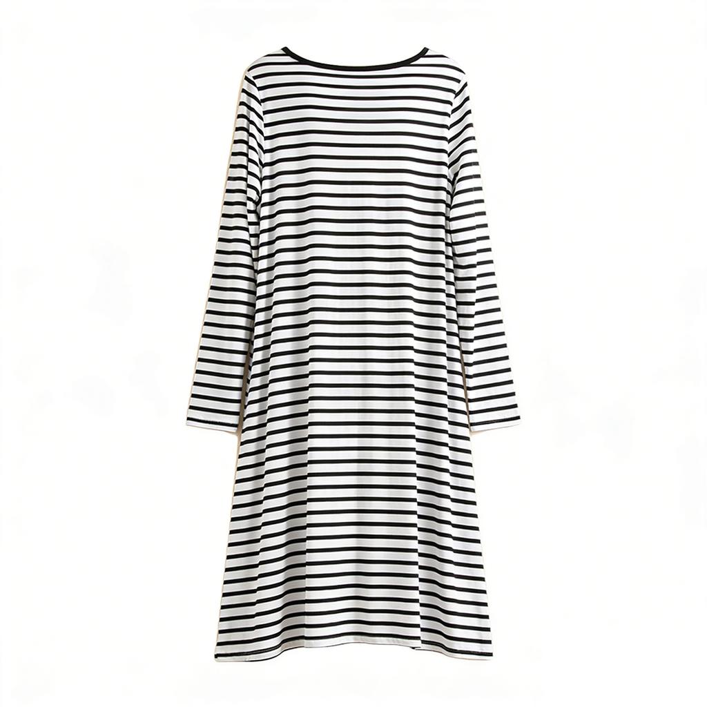 Ladies' Loose And Comfortable Striped Printed Pajamas Home Wear Dresses