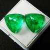 Natural COLOMBIAN Emerald Trillion Cut 17.58 Ct CERTIFIED Green Pair Gemstone