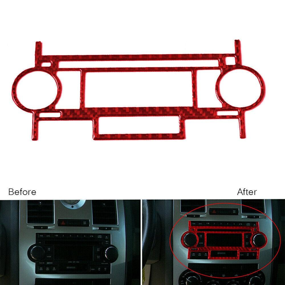For Chrysler 300 2005-07 Red Carbon Fiber Console CD Control Panel Cover Trim