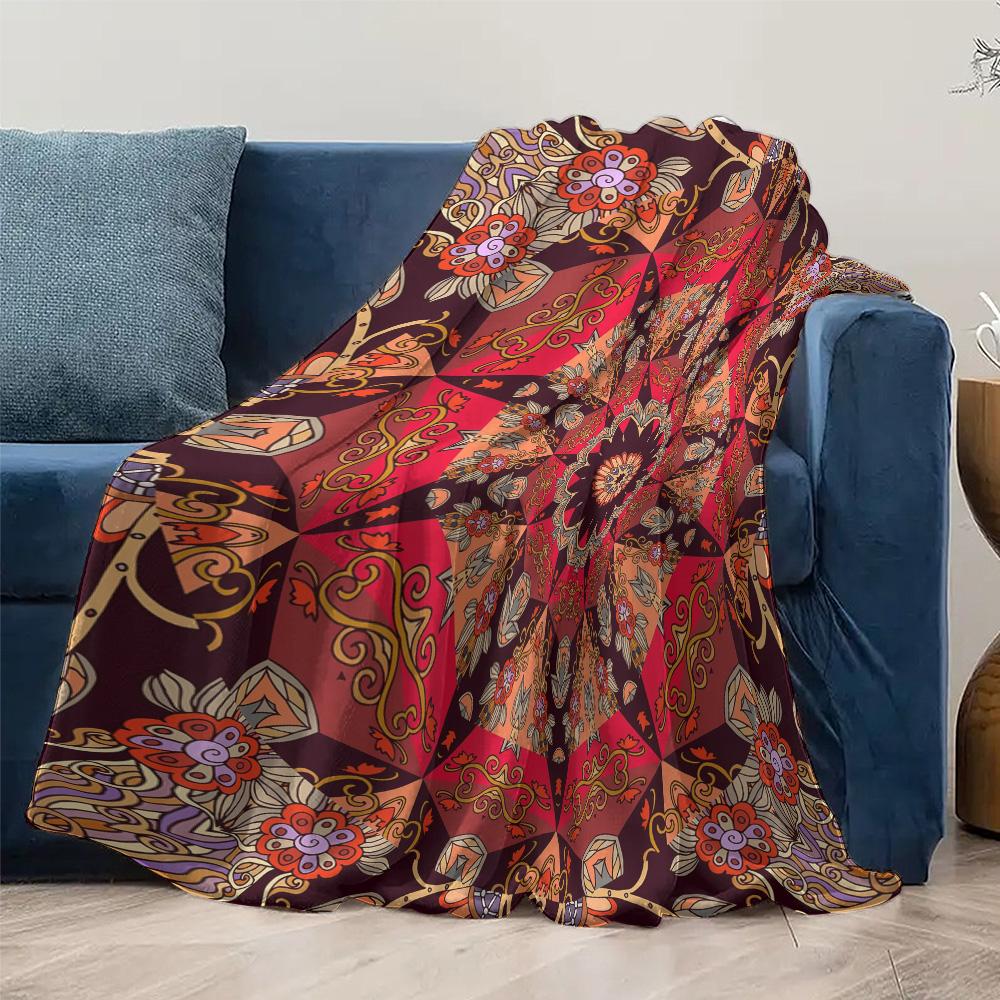 Boho Floral Paisley Mandala Print Blanket Decorative Throw Bedspread Sofa Cover Warm Cozy Gift