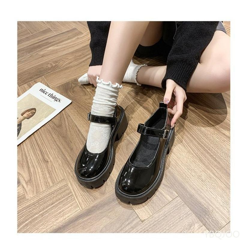 Fashion Small leather shoes women's spring new single shoe round toe thick sole casual simple comfortable versatile women's shoes