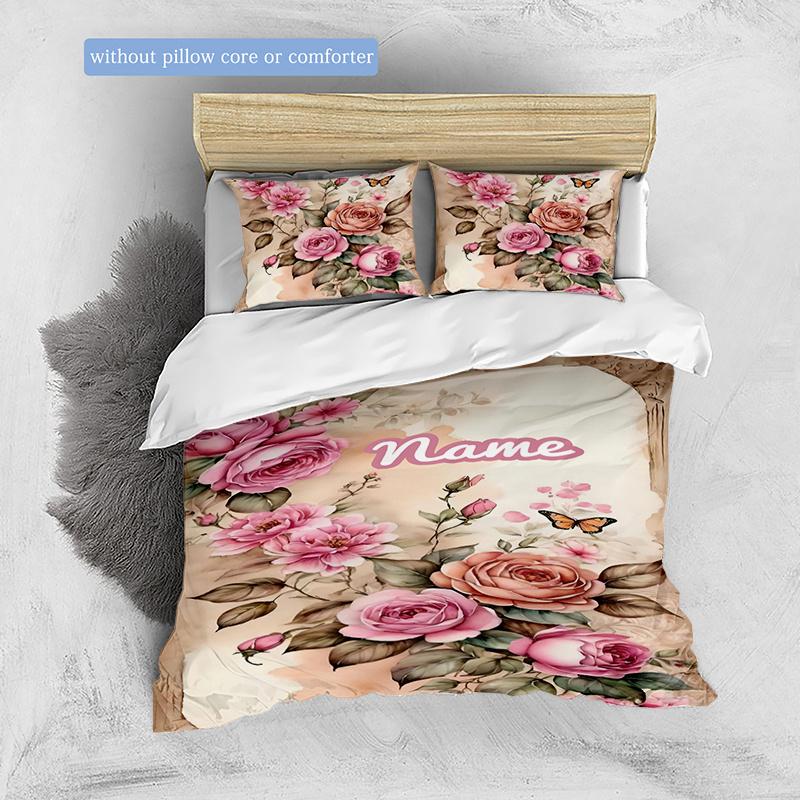 Pinkrose Customize Your Name Duvet Cover Soft Bedding Set For Bedroom Guest Room And Dorm Decoration Threepiece Set Includes 1 Duvet Cover 2
