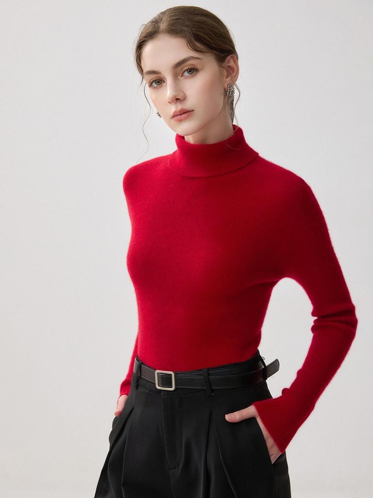 Women's 2026 Seamless High Neck Cashmere Sweater – Slim Fit Winter Base Layer