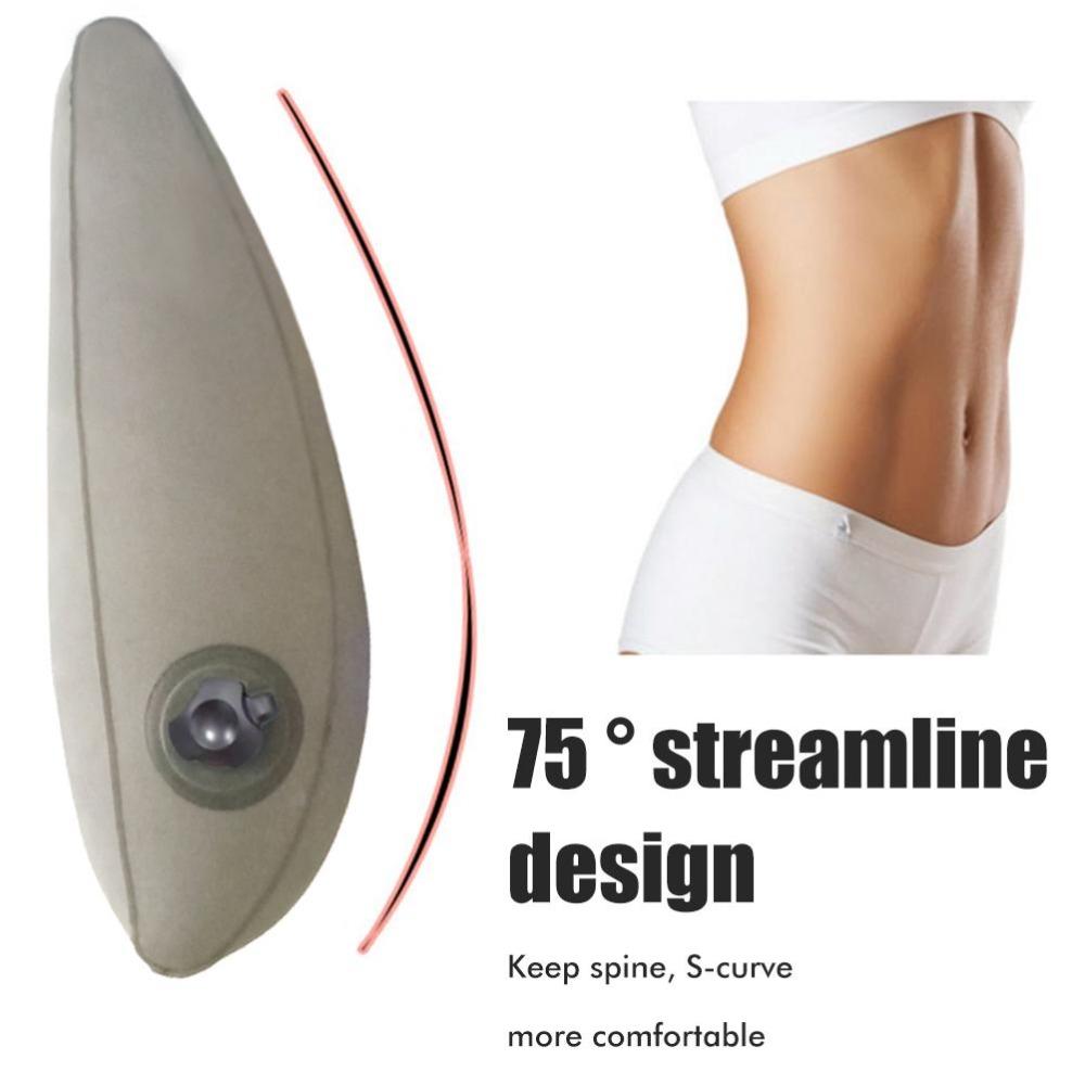 PVC Flocking Inflatable Lumbar Support Pillow Lightweight Adjustable Chair Back Pillow  Travel Use