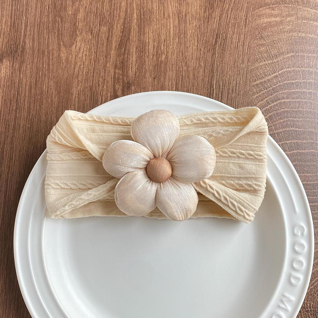 Baby Headband with Five-Petal Flower - Newborn Elastic Nylon Headwear