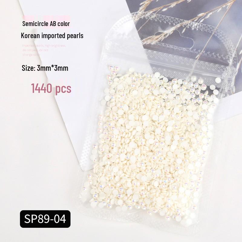 Korean Iridescent AB Pearl Nail Art Stickers - Various Sizes & Shapes