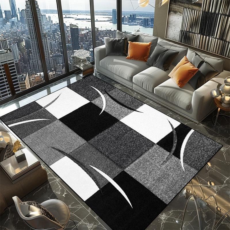 Moderner Geometrischer Teppich Wohnzimmer Dekoration Zuhause Waschbar Groß Rutschfester Teppich Schlafzimmer Bodenmatten Große Größe Flanell Anpassbar
