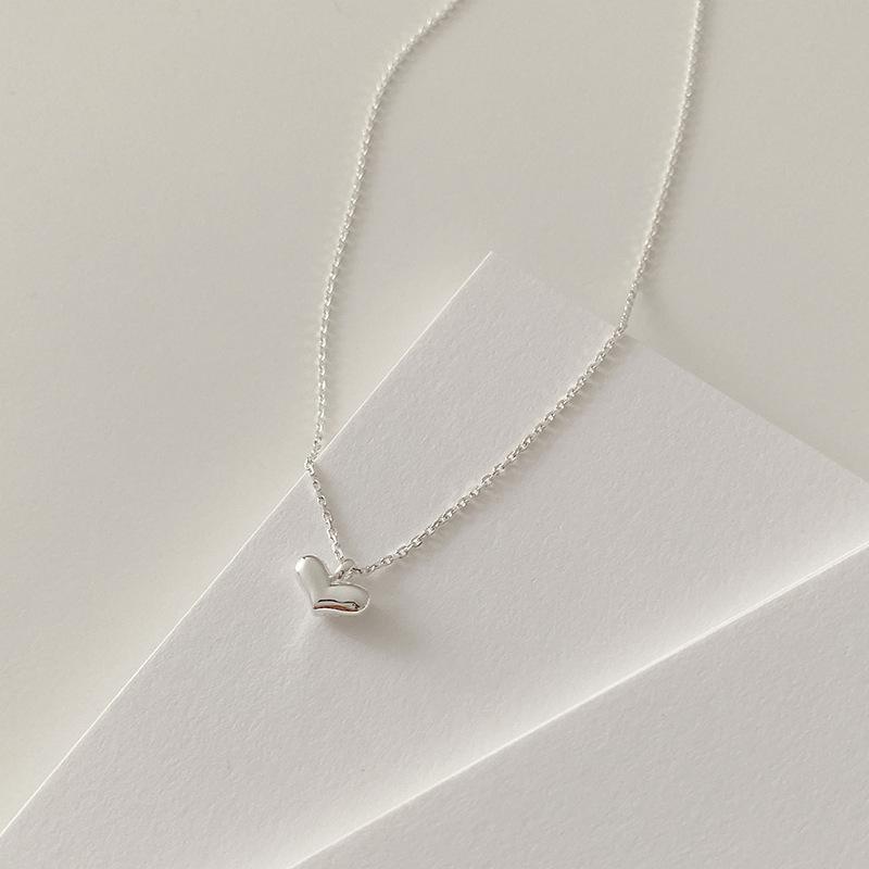 Fashion Jewelry 925 Silver Simple Heart Pendant Necklace 18K Gold Plate 925 Sterling Silver Cross Chain Necklace Jewelry Women 40+5cm