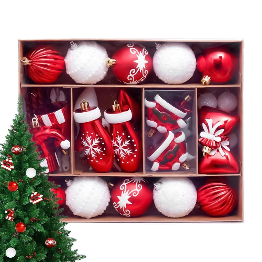 45pcs Christmas Ornaments Set Shatterproof Balls Ornaments Gingerbread Man Christmas Ball Decorations For Christmas Tree