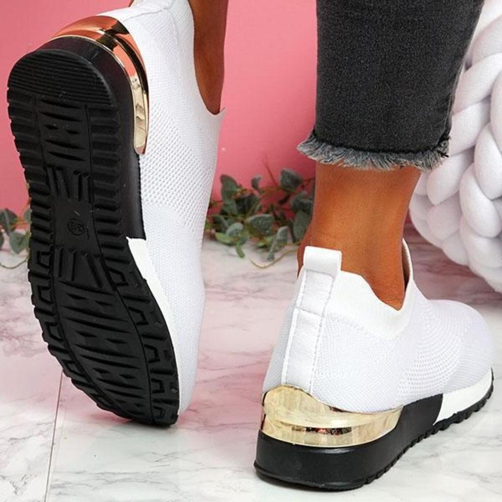 Women Slip-on Fly Knit Sock Sneakers Elastic Breathable Casual Walking Shoes