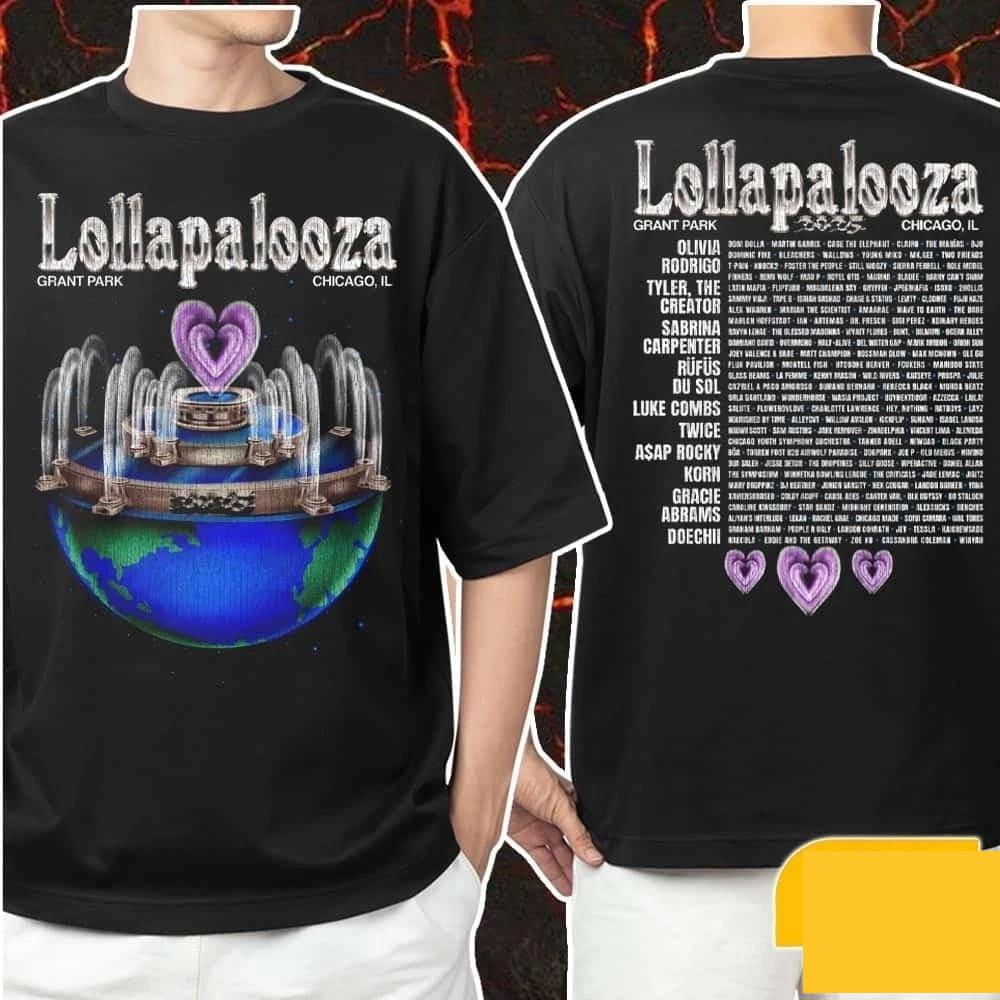Lollapalooza в Чикаго Планета Lolla Состав Футболка Унисекс Футболка XL