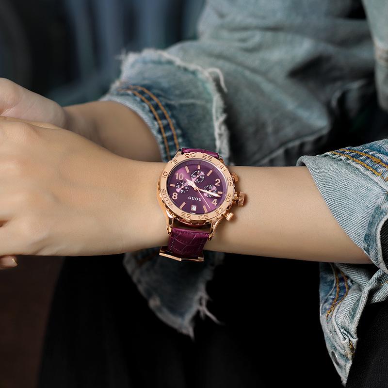 

Женские часы, модные, унисекс, с большим циферблатом, женские часы, маленькие, с тремя пластинами, многофункциональные, женские кварцевые часы для женщин