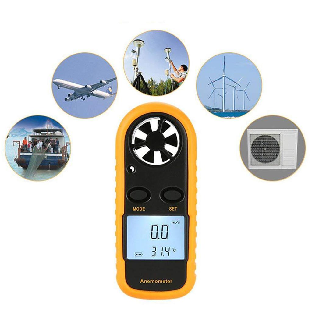 Digital Anemometer Thermometer LCD Display Handheld Wind Speed Temperature Meter 3V GM816