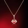 Women's Red Agate & White Mother-of-Pearl Pendant Necklace with 18k Rose Gold and Diamond Accents on a 925 Silver-Plated Clavicle Chain