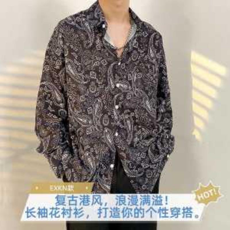 Style Floral Floral All Match Printed Shirt Retro Spring and Autumn New Style Loose Fitting Shirt Long Sleeved Top