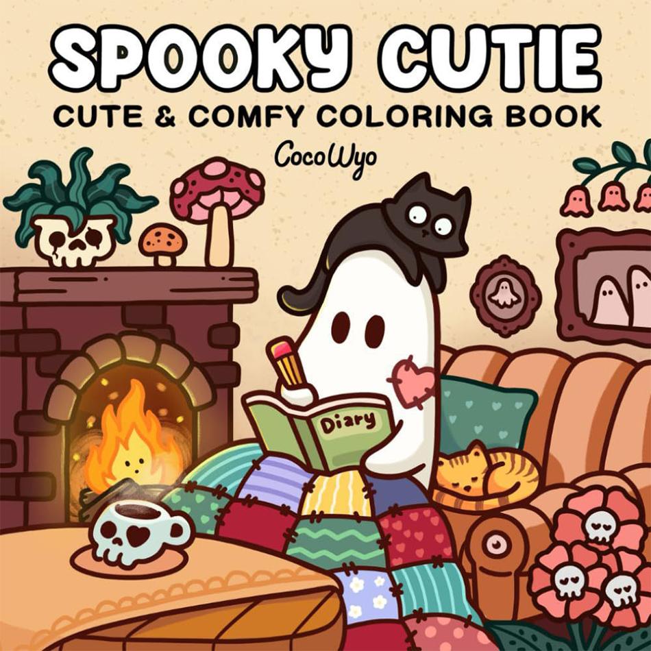 KNIHA K OBARVENÍ COZY FRIENDS Pro dospělé a teenagery HALLOWEENSKÁ KNIHA K OBARVENÍ S roztomilými strašidelnými stvořeními Pro halloweenské dárky