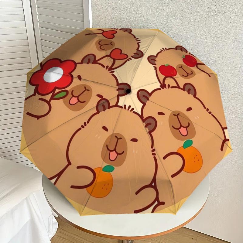 1pc Cute Bears Holding Fruits Umbrella with Plastic Handle,Suitable for All Seasons Home Travel Outdoor UmbrellaDD184