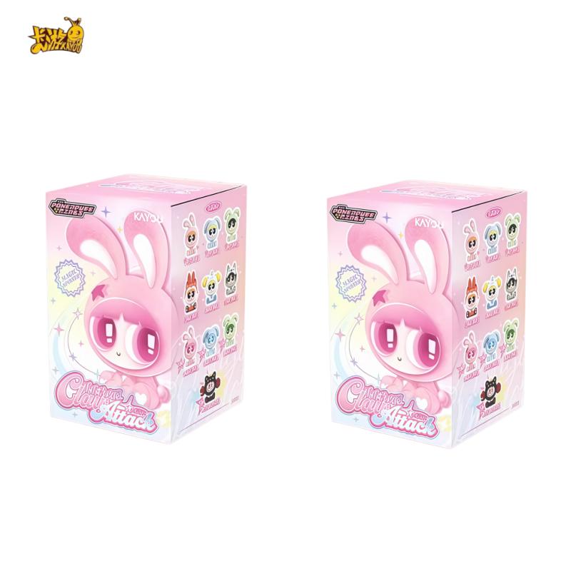 Original KAYOU The Powerpuff Girls Spinning Claw Claw Attack Force Series Blind Box Anime Character Collection Toy Gift