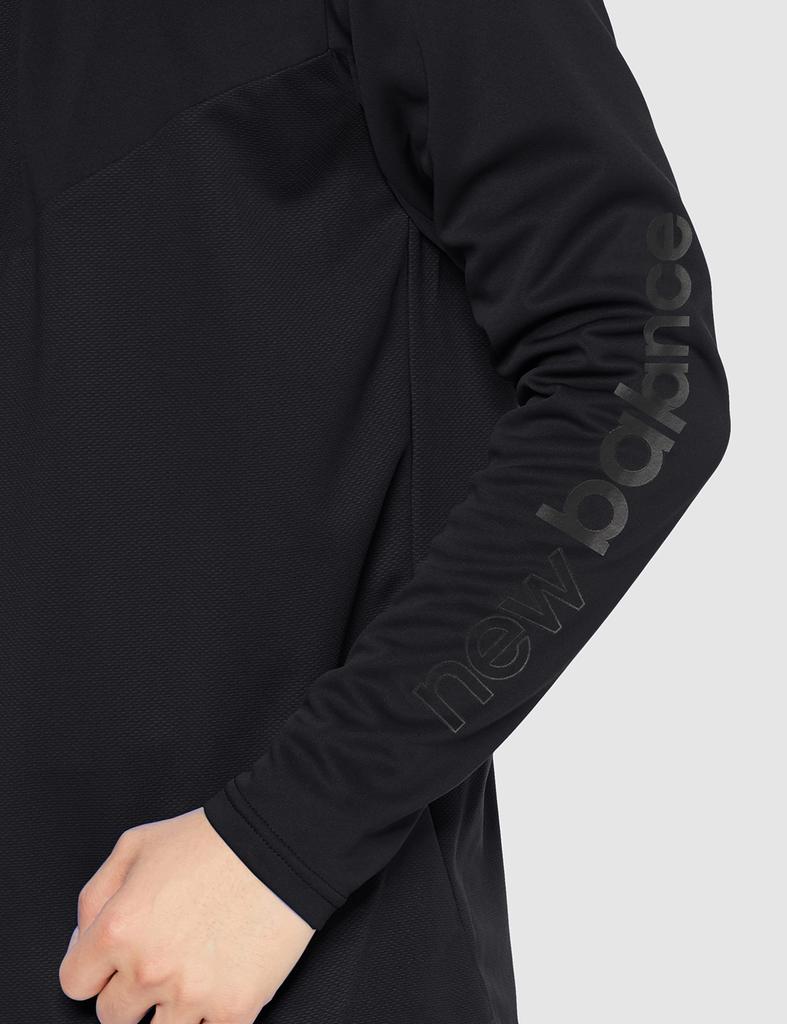 New Balance AMT25206 Soccer Jersey S Warm-up Half-Zip T-Shirt, Black,