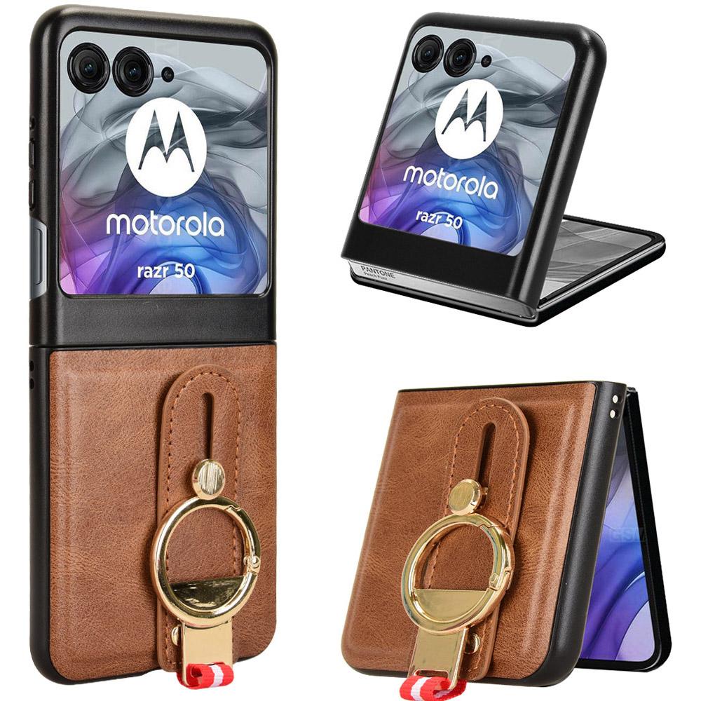 For Motorola Razr 50 5G Case Bottle Opener Wristband Leather+PC+TPU Phone Cover