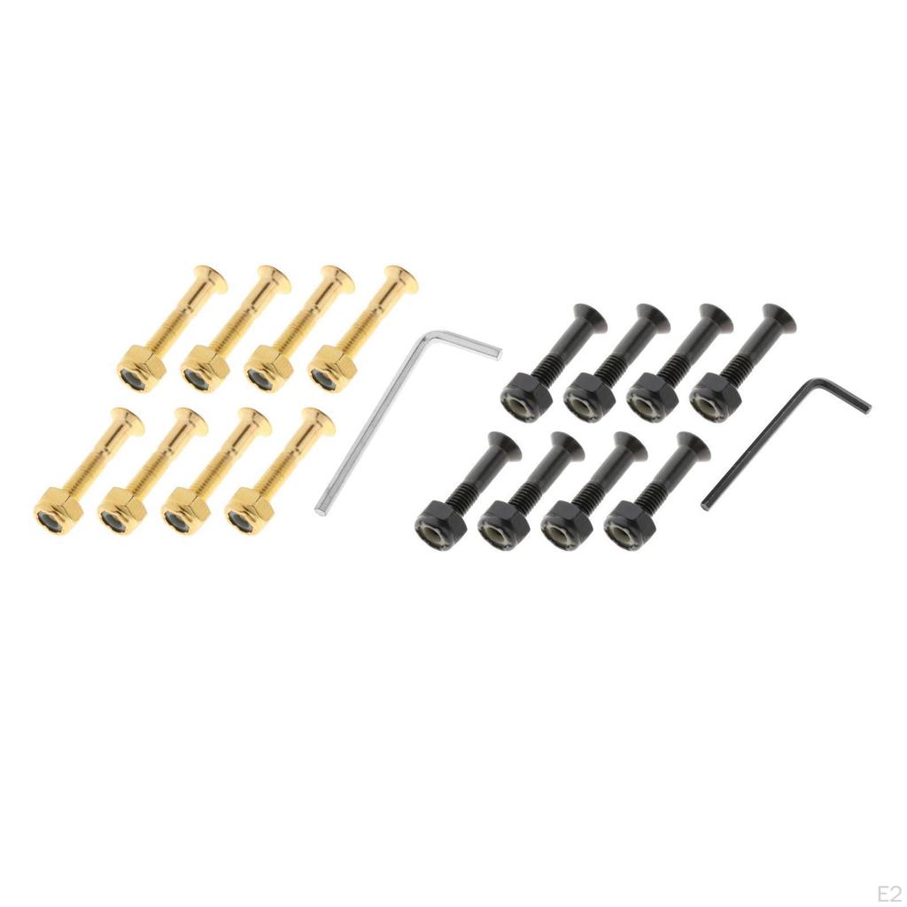 1 Set Longboard Skateboard Wheel Repair Hardware Screws with Key Wrench, 1''