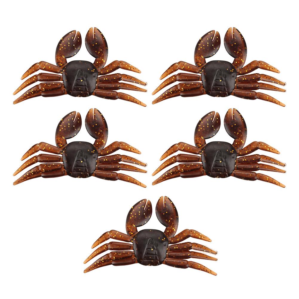 5Pcs Lot PVC Soft Lifelike Fishing Lures Crab Artificial Bait Tackle Accessories (Brown)