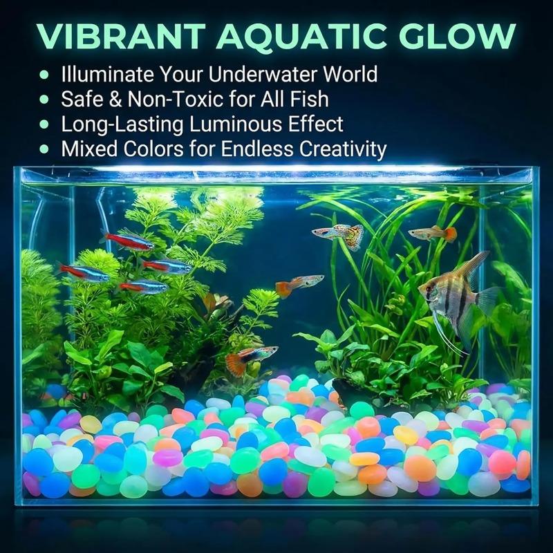 100 Stück Leuchtsteine für Dunkelheit, Leuchtsteine, Wasserdichte, Bunte Leuchtsteine für Aquarium, Außenbereich, Garten, Rasen, Gehweg