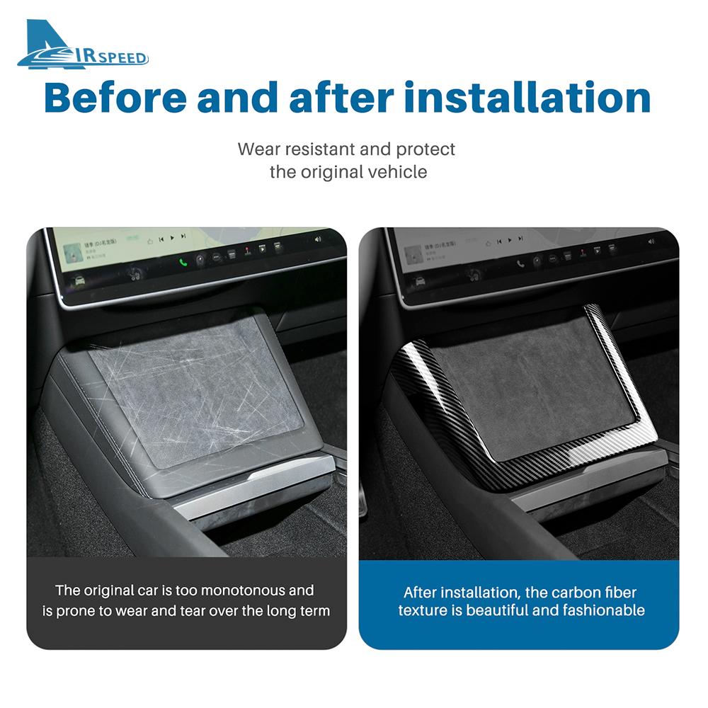 ABS Carbon Fiber Wireless Charging Frame Trim Cover For Tesla Model 3 Highland 2025 Model Y Juniper 2025 Interior Accessories