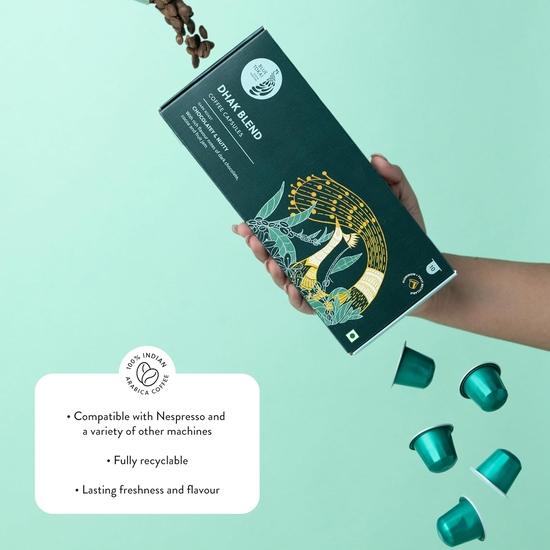 Blue Tokai Coffee Roasters Aluminium Capsules | Dhak Blend - Dark Roast | 100% Arabica | Speciality Coffee | 40 Pods In Pack