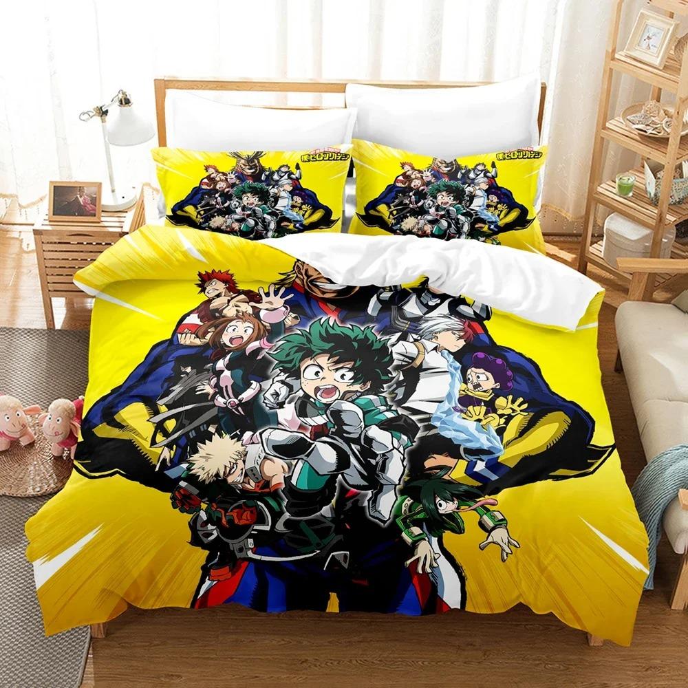 Neues My hero academia Bettwäsche-Set Einzelbett Twin Full Queen King Size Kawaii Bett-Set Erwachsener Kind Schlafzimmer Bettbezug-Sets 3D Anime